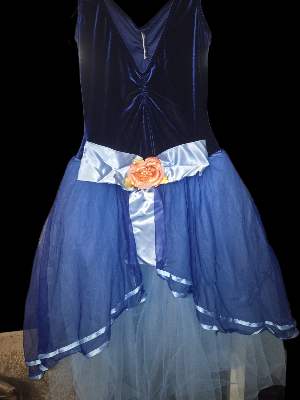 Blue Princess Tulle Costume Dress with Satin Waistband, Size AXL